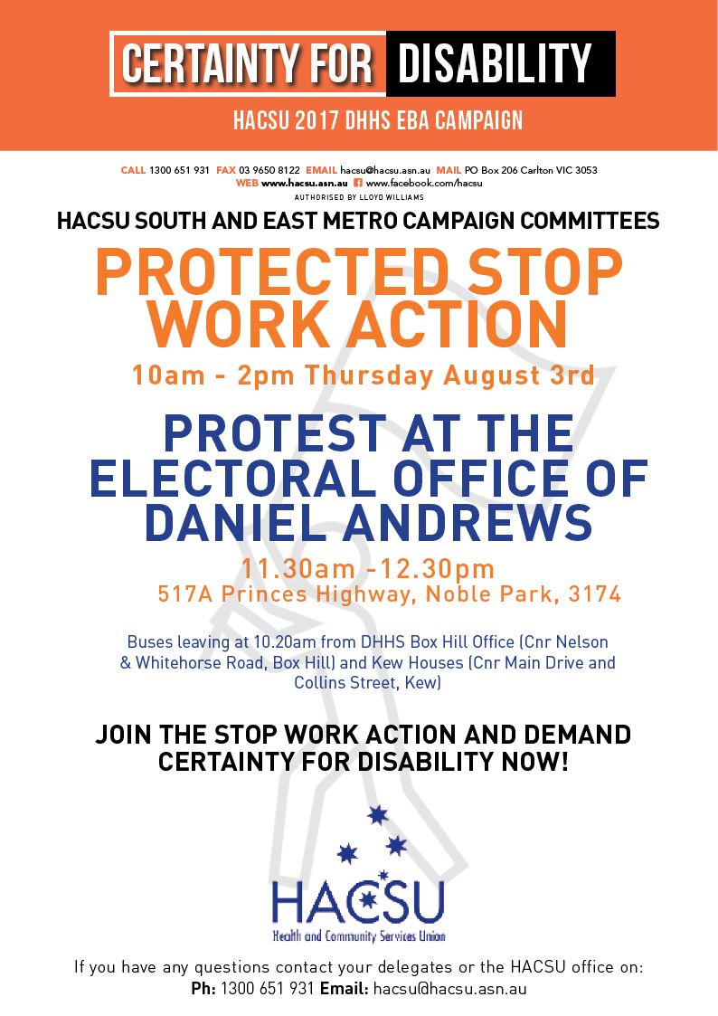 South and East Metro Daniel Andrews Stop Work 3 Aug 2017 2