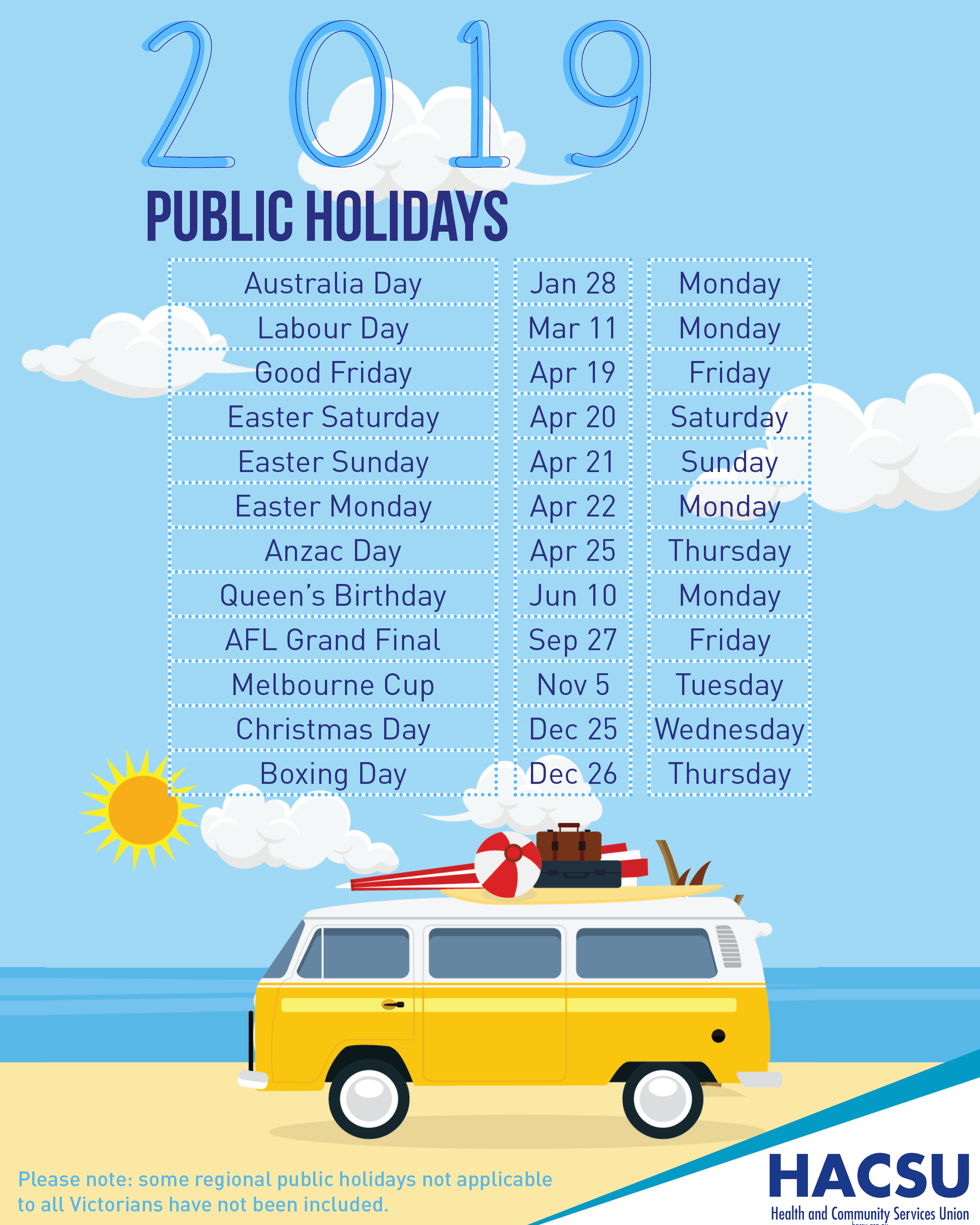 Public Holidays 2019